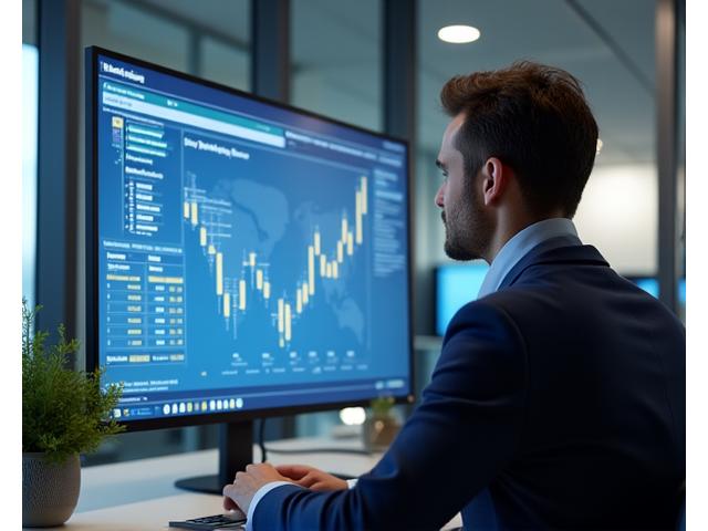 Temiz bir ofiste finansal tablolarla çalışan profesyonel bir muhasebeci ve CRM entegreli web sitesi.