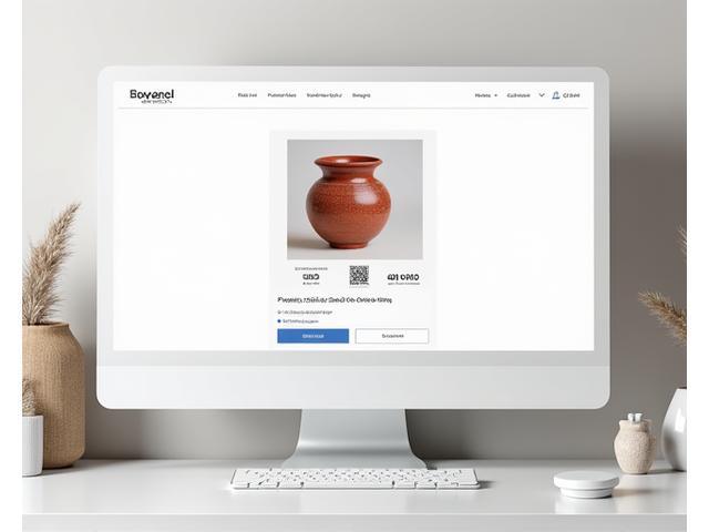 Bir sanat eserinin online satışını gösteren e-ticaret arayüzü; sepet, fiyat ve ödeme seçenekleri ile minimalist bir tasarım.