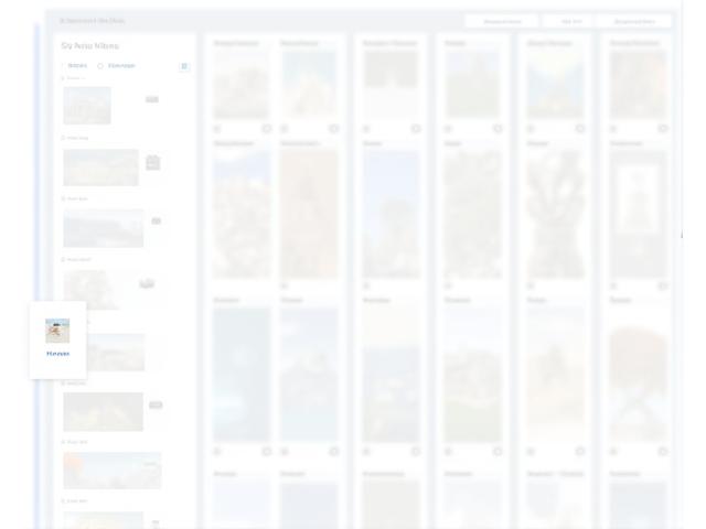 Bir fotoğrafçının online portfolyo sitesinde yüksek çözünürlüklü bir galeri arayüzü, filtreleme ve zoom özellikleri açıkça görülüyor.