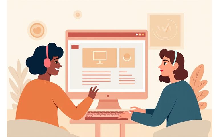 Farklı erişilebilirlik yardımcı teknolojilerine (ekran okuyucu, klavye kısayolları) sahip kullanıcıları ve erişilebilir bir web sitesini gösteren illüstrasyon.