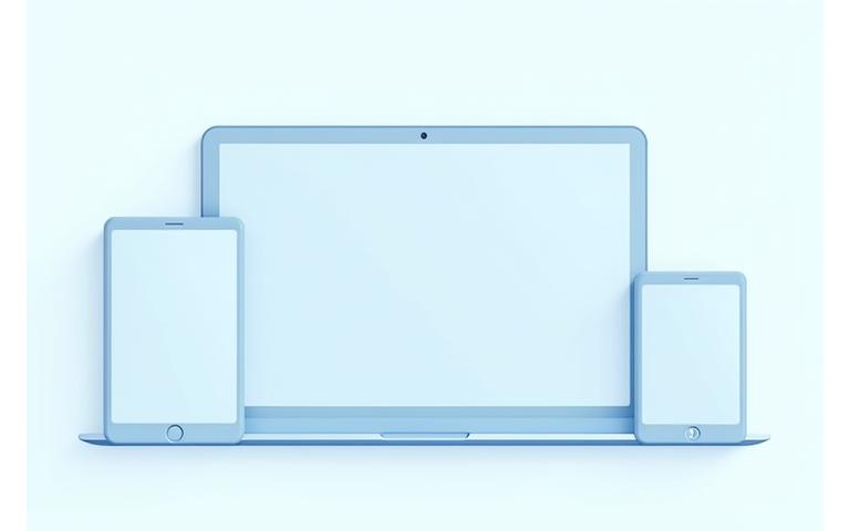 Bir mobil telefon, bir tablet ve bir dizüstü bilgisayar ekranında aynı web sitesinin responsive tasarımını gösteren görseller.